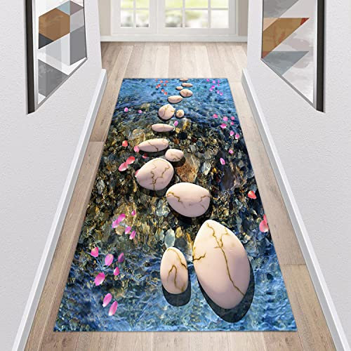 Teppich Läufer Flur rutschfest Küchenläufer Waschbar 3D Druckmuster 70X210CM Grün Korridor Teppichläufer Lang Küchenteppich Für Küche Wohnzimmer Schlafzimmer Teppichläufer Meterware Anpassbar