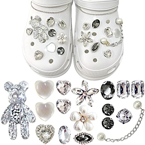 DKDDSSS Shoe Charms, Crystal Diamond Shoe Accessories, Bling Chain Charms for Clog, Fashion Crystal Diamond Charms, DIY Clog Sandals Croc Accessories, for Women Girl Gifts