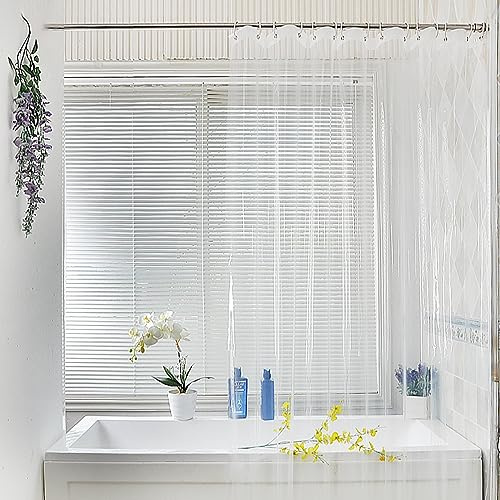Minicoco Tenda da doccia trasparente per bagno, resistente alla muffa, in EVA, lavabile, impermeabile, antimuffa, con 12 ganci, per ambienti umidi, giardino, esterni, 180 x 180 cm (trasparente)