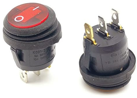 AYAZER 1 pièces Mini Interrupteur à Bascule étanche de Forme Ronde KCD1, Marche/arrêt, équipement électrique avec Puissance d'éclairage, 3Pin, 6A 250VAC/10A 125VAC (Color : Green, Size : AC 220V)