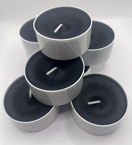 Maxi Teelichter Jumbo Teelichter im weißen Acrylcup Sonderedition extra elegante Variante (schwarz, 20)