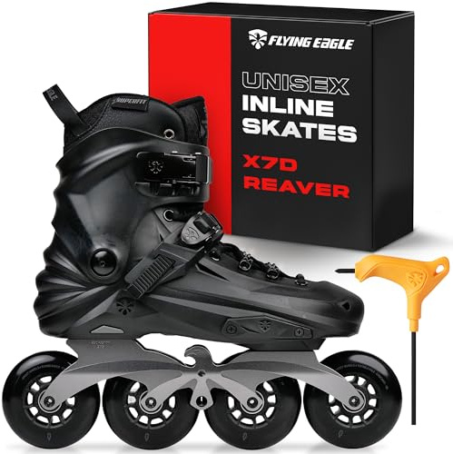 Flying Eagle X7D Reaver - Adult Inline Skates Men Urban, Inline Roller Skate Outdoor, Adults Roller Skates Men, Freeskates, Skater Shoes for Urban Skating - Black, Men's Size: 11 US / 45 EU