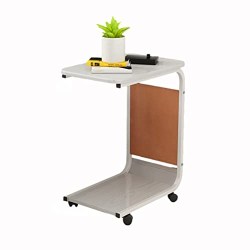 Rollbarer Laptoptisch, Schoßschreibtisch, Mobil, Modern, Überbettwagen, Tragbar, Mit Rollen, Büro, Heimcomputer, Für Arbeitszimmer, Schlafzimmer, Wohnzimmer (Weiß)