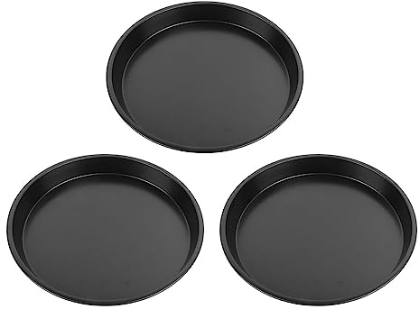 Tomotato 3 Pezzi Teglie Pizza Rotonda, Diametro 27cm, Teglia per Pizza Antiaderente in Acciaio al Carbonio per La Cucina di Casa, Set Teglia Pizza per Cottura Elettrica e Gas