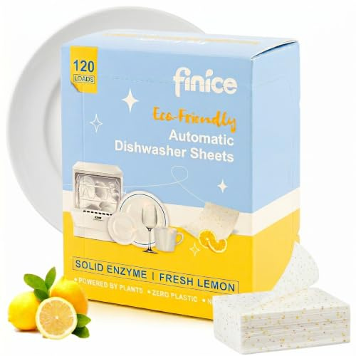 FINÍCE Tiras ecológicas para lavavajillas 120 cargas/tiras para lavaplatos. Limpieza Profunda SIN fosfatos, fluorescentes, lejía, parabenos/sin plástico/ 100% soluble