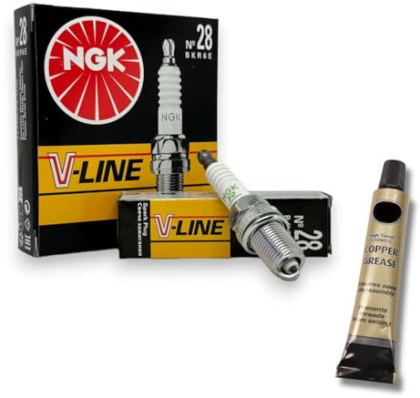 4x Zündkerzen V-Line passt für Mercedes SLK R170 2.0 100kW Bj. 1996-2000 + Kupferfett