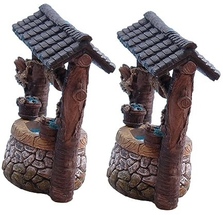 CIYODO 2pièces Décorations Miniatures pour Aménagement Paysager Ornements De pour Aquarium Et Jardin Modèle De Puit Ancien pour Décoration Intérieure Et Extérieure