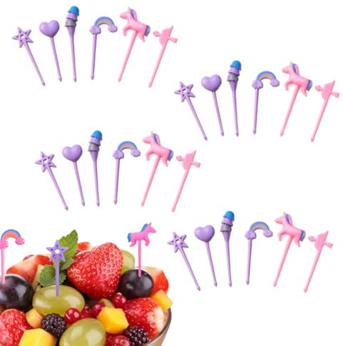 24 PCS Forchettine da Frutta Bambini, Unicorno Bento Food Plicks per bambini Decorazione pranzo, Forchette Bambini, Bento Box stuzzicadenti Set per pranzo