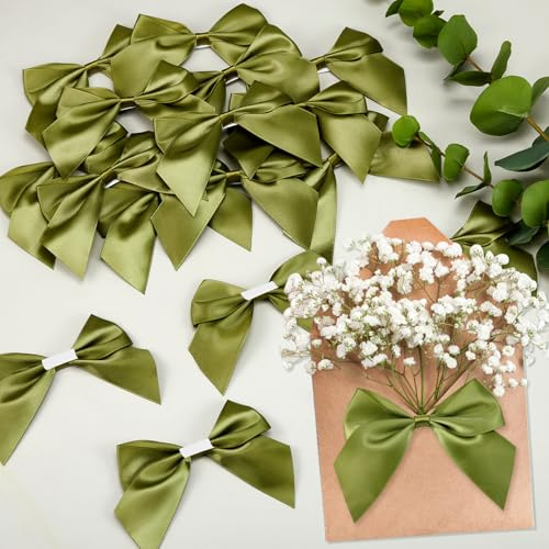 Sinmoe 20 Stück Groß Selbstklebende Satinband 10,5 cm Breite Satinschleifen Schleifen DIY Basteln zum Verpacken von Geschenke Schleifendeko für Geburtstag, Hochzeit, Valentinstag(Grün)