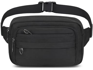 Bumbags Waist Fanny Pack for Women Ladies Men 4L Bum Bag for Dog Walking Travel Cycling Hiking Outdoor Sport (Black)