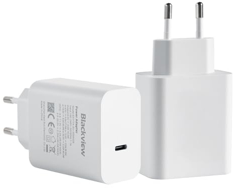 Chargeur Rapide USB-C 45W avec Ports QC3.0, Adaptateur Secteur Européen Compatible Samsung/iPhone/Blackview (Smartphones)