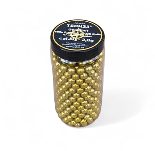 Gold Shot Aluminium Kugeln Cal.50 – 500 Stück Großpackung – Gold-eloxierte RAM Munition – Wiederverwendbar & präzise – Für t4e HDR50, TR50, TP50, HDP50 & mehr