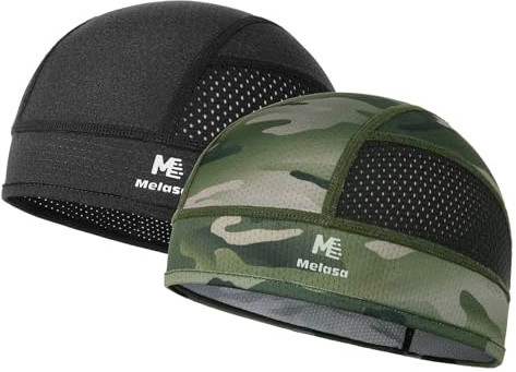 MELASA Fahrradmütze unter Helm Atmungsaktiv Schweißschutz Mesh Herren | Schnelltrocknend, ultra-leicht (50g), perfekte Helmpassform ohne Druckstellen, Mesh-Belüftung für Radfahren Motorrad Laufen
