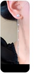Perlenohrringe Lang, Perlen Ohrringe Silber 925 Hängend, Damen Helix Piercings Tropfen Hängende Silberne Ohrschmuck Hochzeit Geschenk für Freundin Mädchen
