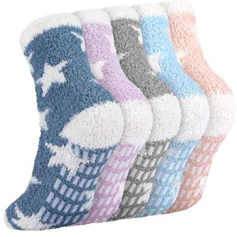 Kotashion Chaussettes Pantoufles Moelleuses Femmes Thermiques Douillettes Chaude Hiver Douces Corail Pilou-Pilou Chaussette Noël Cadeau Pour Dames Filles