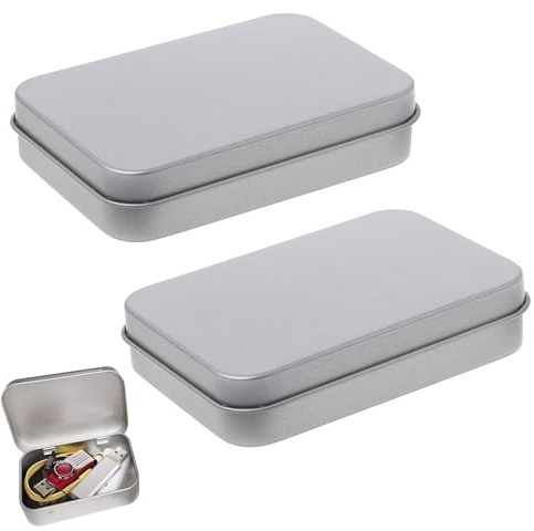 SSHUIKKAI 2 Stück Blechdose Mit Deckel, Metallbox Klein, Metalldose Mit Deckel, Blechdosen Mit Deckel, Metalldöschen Kleinen, für Süßigkeiten Und Kleinen Gegenständen(Silber)
