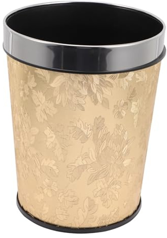LOLIPPYY Cubo de Basura Pequeño 6l Dorado Metálico sin Tapa Acero Inoxidable Diseño Vintage Contenedor de Residuos Multifunción para Baño Cocina Oficina