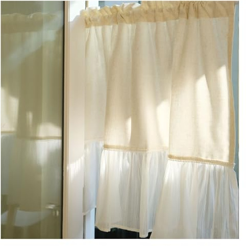 Country house window curtain, vintage semi-transparent bistro curtain, elegant short kitchen curtain, short curtain for kitchen, small window, closet(130x120cm)