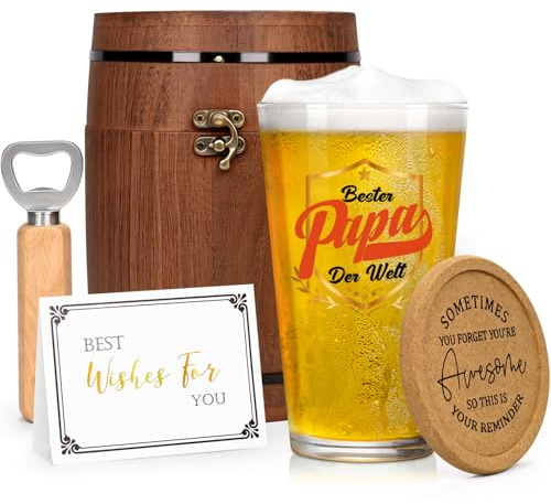 Joymaking Bierglas Set Geschenk Papa, Bester Papa Geschenke Bierglas 460ml