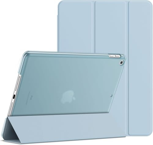 TXWLLIU Hülle für iPad 10,2 Zoll 9./8./7. Generation 2021/2020/2019, Dreifach Gefaltete Schutzhülle, Schlanke Durchscheinende Mattierte Rückseite Schutzhülle mit Auto Wake/Sleep, Hellblau