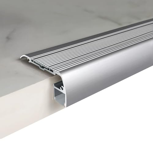 Profilé de Bord de Marche en Aluminium en Forme de L avec éclairage LED Intégré, pour Terrasses et Marches en Béton(Argent)