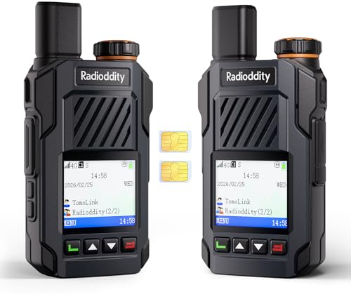 Radioddity TomoLink PoC Radio, Unlimited Long Range Walkie Talkies for Adults with 4G LTE Coverage, Phone-to-Radio Talk via App, 2500mAh Battery Two Way Radio for Construction & Security, 2 Pack