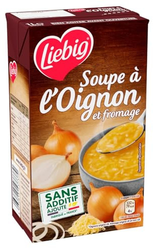 LIEBIG - Soupe à l'Oignon et au Fromage Fondu au Beurre Poivre et Curcuma - la brique de 1L - Le Lot De 4