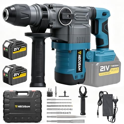 SDS Plus Marteau de Démolition Professionnel 8J, 3000W Moteur sans balais, Perforateur sans fil avec 2 batteries de 4,5 Ah, embrayage de sécurité et Anti-vibration, Inclut Sac à Outils et Burins