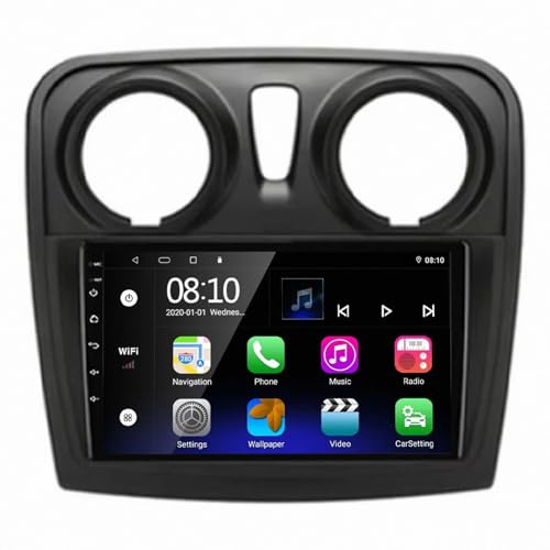 Carplay Display für Renault Logan 2 Sandero 2 2012-2019 Touch Display mit Navi, Bluetooth, GPS, WiFi, Am/Fm/RDS, Airplay, Super Link, GPS Navigation, 4 Kern 1G+16G