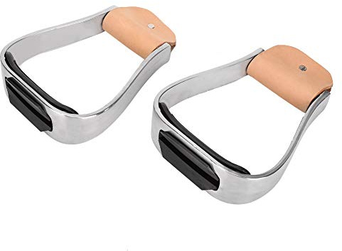 AMONIDA Hästridning Stigbyglar Aluminium Vadderade Western Stigbyglar | 12,5 cm 4,9 tum Pressgjuten med kohudöverdel gummimönster för westernsadel ridning träning prestation