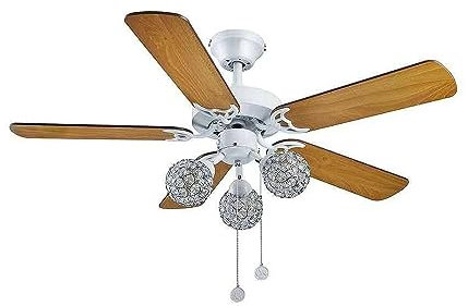 Sulion Ruby Ventilador de Techo, 45 W, Blanco, Palas Wengué/haya, Mediano