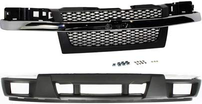 Garage-Pro Front Grille Assembly Kit For Chevrolet Colorado 2004-2012 Non-Xtreme Models, Front Bumper Cover Without Sport Package, Textured Gray