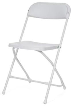 Perel Klappstuhl weiß, leicht und faltbar, Tragkraft 120 kg, stabiles Stahlgestell und pflegeleichter PVC-Sitz, idealer Stuhl für Innenräume, Küche, Esszimmer oder Veranstaltungen