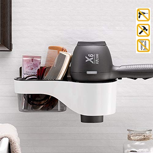 Adhesive Hair Dryer Holder No Drilling Wall Mount Hair Care Styling Tool Organizer Storage for Blow Dryer Curling Wand Straightener Brushes