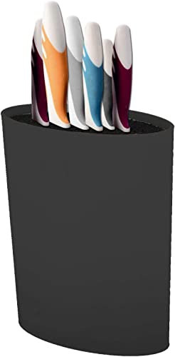 BALLSHOP Universal Knife Block Easy Cleaning Cylinder Knife Oval-Shaped Detachable Kitchen Knife Holder Designed to Protect Blades 16x7x22cm