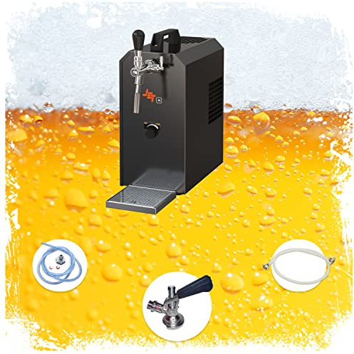 ich-zapfe.de Komplett Set - Zapfanlage, Bierzapfanlage Jet 30K Bierkoffer mit Luftpumpe Durchlaufkühler 1-leitig Trockenkühler, bis zu 35 Liter/h, Zapfkopf:Flach