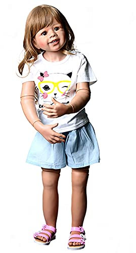 YIHANGG Riesige Puppe 98cm Original Reborn Kleinkindpuppe Prinzessin Mädchen 3-4 Jahre Alt Silikon Reborn Baby Puppe Mit Kugelgelenk Kindergeburtstag Geschenk Spielhaus Spielzeug