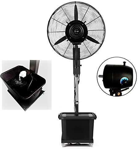 YSJX Nero Ventilatore a piantana,Ventilatore 3 velocità Oscillante,Nebulizzatore Ventilatore da Terra,Funzione di iniezione d'Acqua Automatica/Regolabile in Altezza 1.6-2m,per Industriale Ufficio