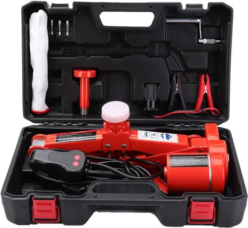 ROGTZ Elektrischer Schere Wagenheber – 12V automatisch Standfuß für Bodenheber Niedriges Profil 3 Ton Fahrzeug Auto Lift Set Reparaturwerkzeug mit Tragetasche