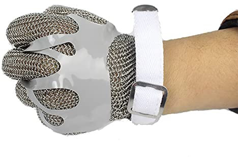 Schnittfeste Handschuhe 304 Edelstahl-Ringhandschuhe, Anti-Säge-Schlachtmaschinen Anti-Schneidschutzhandschuhe, Einstellbarer Handgelenkband (Size : XL/A Pack of one)