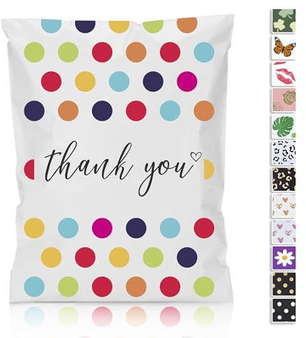 JinRuiKJ Poly Mailer 10x13 100 Pack - Shipping Bags for Clothing, Strong Thick and Self Adhesive Mailing Bags - Cute Packaging Bags for Small Business - Colorful Polka Dots
