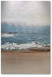 LCDIUDIU Leinwand Bilder, Blaue Textur Meer Strand Landschaft Abstrakt Modern Handgemalte Ölgemälde Auf Leinwand Für Familie Wand Wohnzimmer Esszimmer Home Art Decor,100X150Cm(40X60Inch)