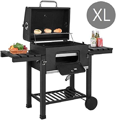 XL BBQ Barbecue Grill Trolley Outdoor Garden Patio Barbecue Heating Smoker, Black