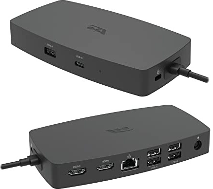 CA Essential Docking Station (DS-1000) - Estación de acoplamiento USB-C con pantallas HDMI duales 4K, seis puertos USB, puerto Ethernet, alimentación para laptop, cumple con TAA