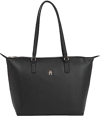 Tommy Hilfiger Damen Tote Bag Tasche Poppy Plus mit Reißverschluss, Schwarz (Black), Onesize