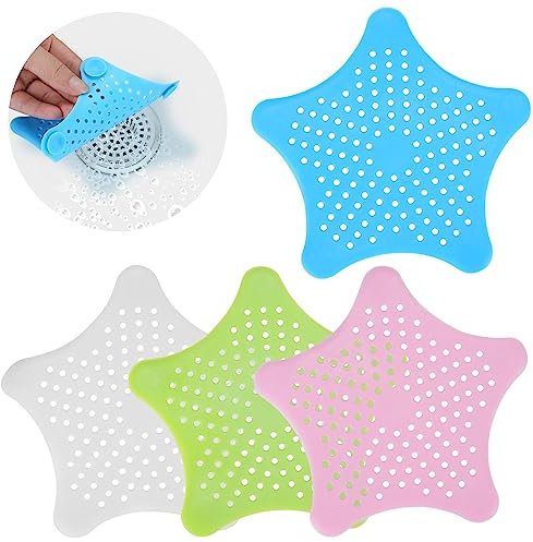 Kronwahl 4 PEZZI Filtro universale in silicone per scarichi, filtro di alta qualità per lavabo, lavello cucina, lavandino bagno, raccogli capelli vasca da bagno e doccia, pratico filtro per scarichi