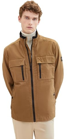 TOM TAILOR Veste de Terrain pour Homme avec Poches Poitrine en Coton, 15078 - Marron Loutre, L