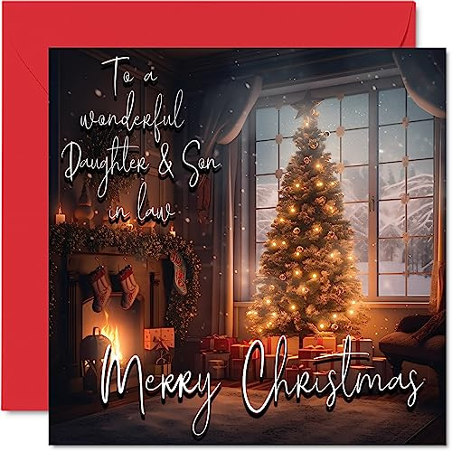 Stuff4 Traditionelle Weihnachtskarte für Tochter und Schwiegersohn | Frohe Weihnachten an Tochter und Schwiegersohn