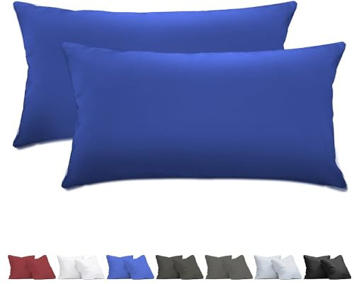 aboveBED Kissenbezug 40 x 80 (2er-Set), Blau, Kopfkissenbezug 40x80 cm aus 100% Mikrofaser, Kissenbezug mit Reißverschluss, Weich und Atmungsaktiv, Waschbare