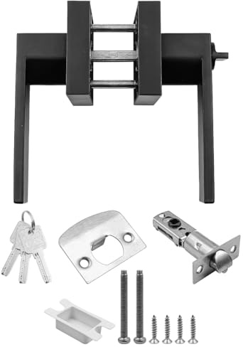 ZONADAH Matte Black Lever Door Handle Lock with Keys 60/70mm Adjustable Latch Privacy Interior Entry Door Lockset Security Knob Lock for Bedroom Bathroom Entrance Access